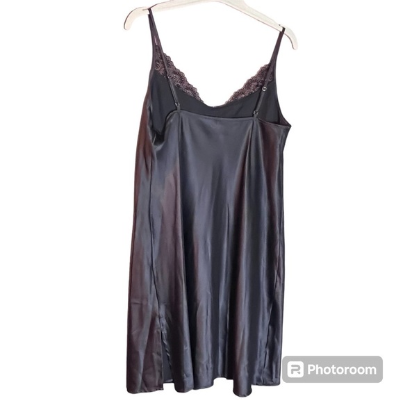 Vanity Fair Black Mini slip Dress fairy coquette Lace Lingerie Nightie Medium - Picture 2 of 15